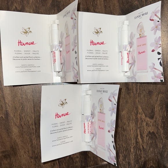 3 Hanae Mori Eau de Parfum 04 oz 1.2 ml Sample Tester Travel Mini Bundle Lot - Picture 2 of 2